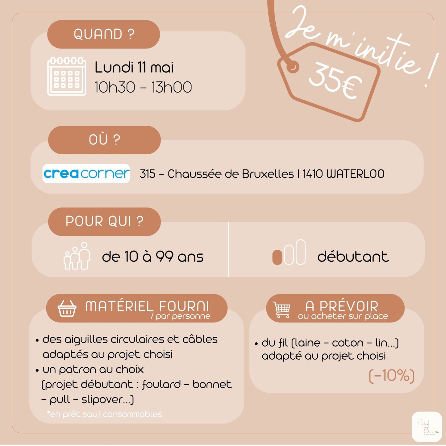 Atelier tricot circulaire à Waterloo — Initiation et perfectionnement | 8 juin