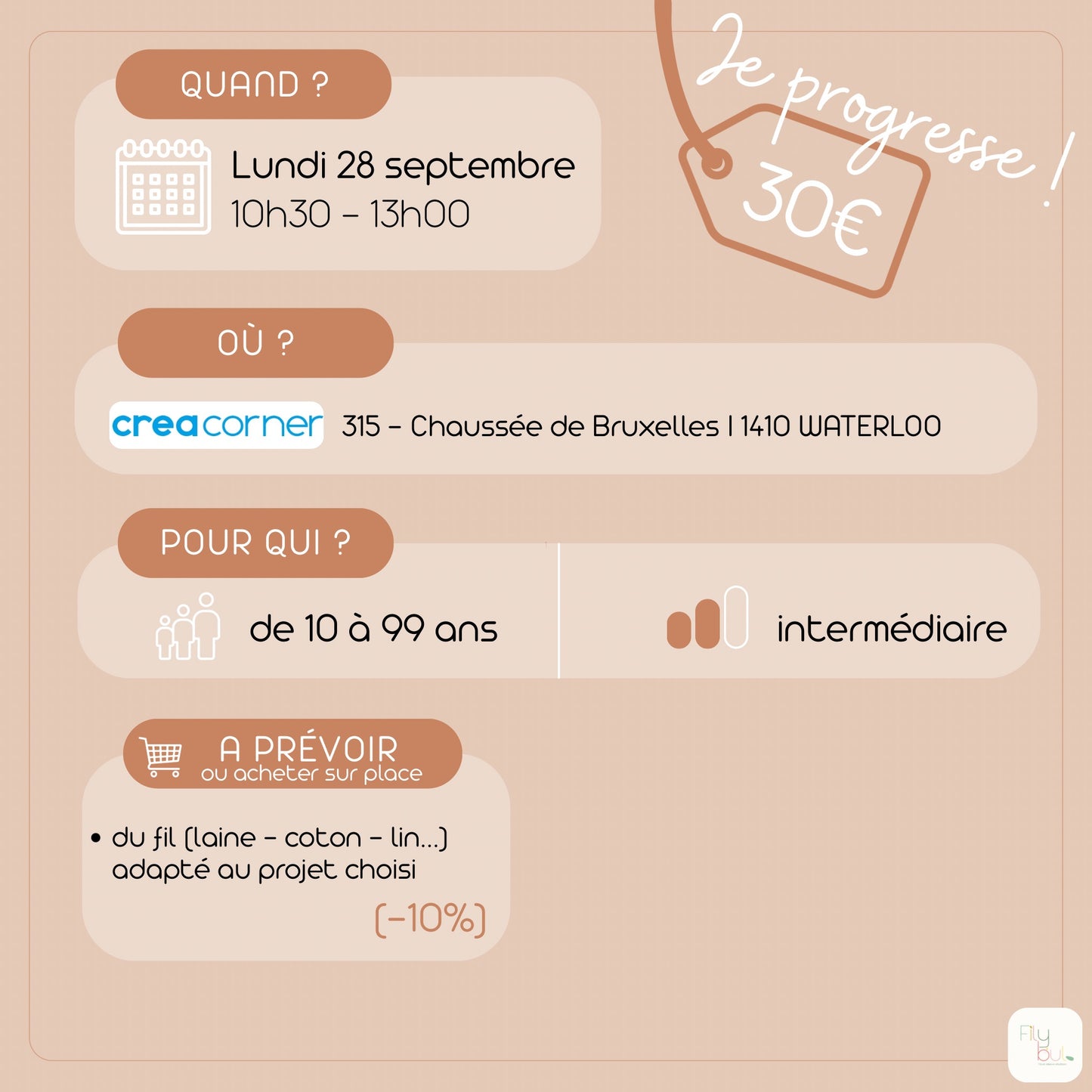 Atelier tricot circulaire à Waterloo — Initiation et perfectionnement | 28 septembre