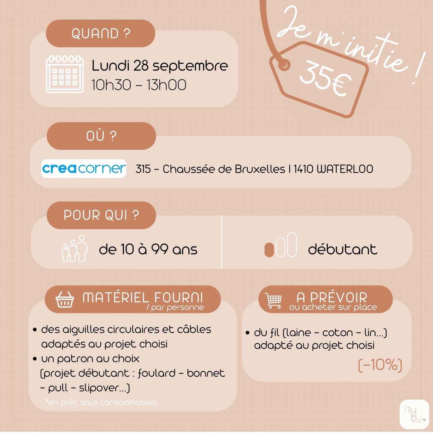 Atelier tricot circulaire à Waterloo — Initiation et perfectionnement | 28 septembre