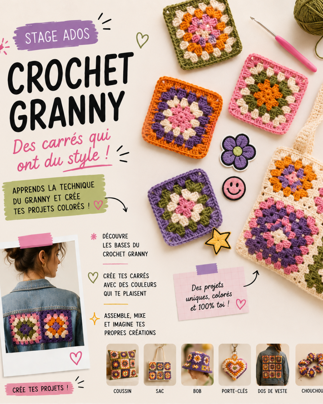stage creatif filybul 15-17ans profondeville crochet