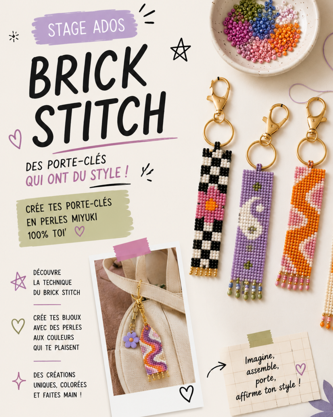 stage creatif filybul 15-17ans profondeville tissage perles