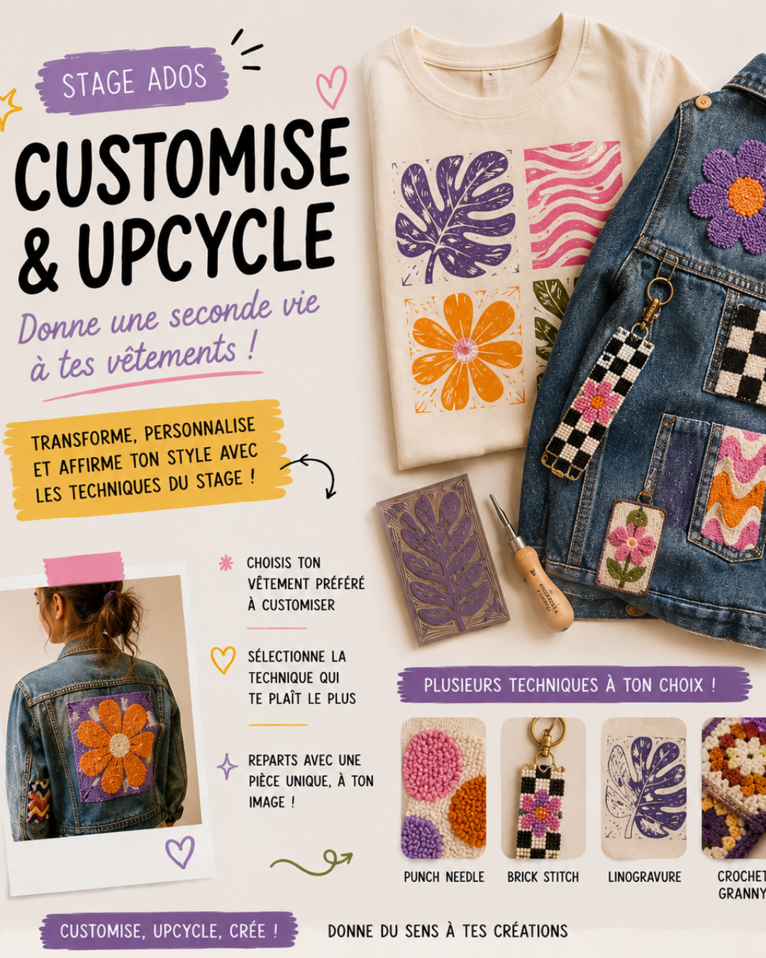 stage creatif filybul 15-17ans profondeville upcycling customisation