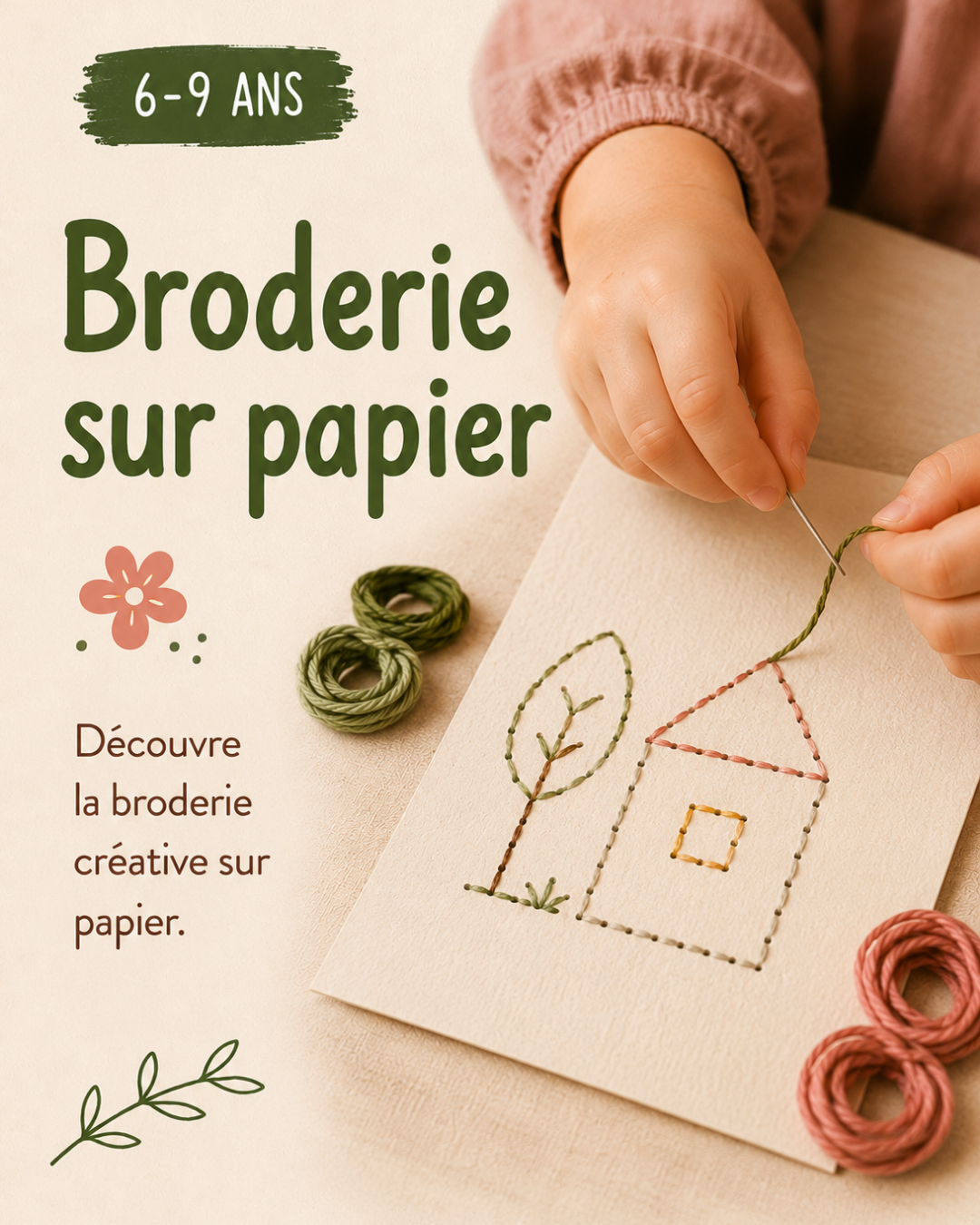stage creatif filybul 6-9ans profondeville broderie papier