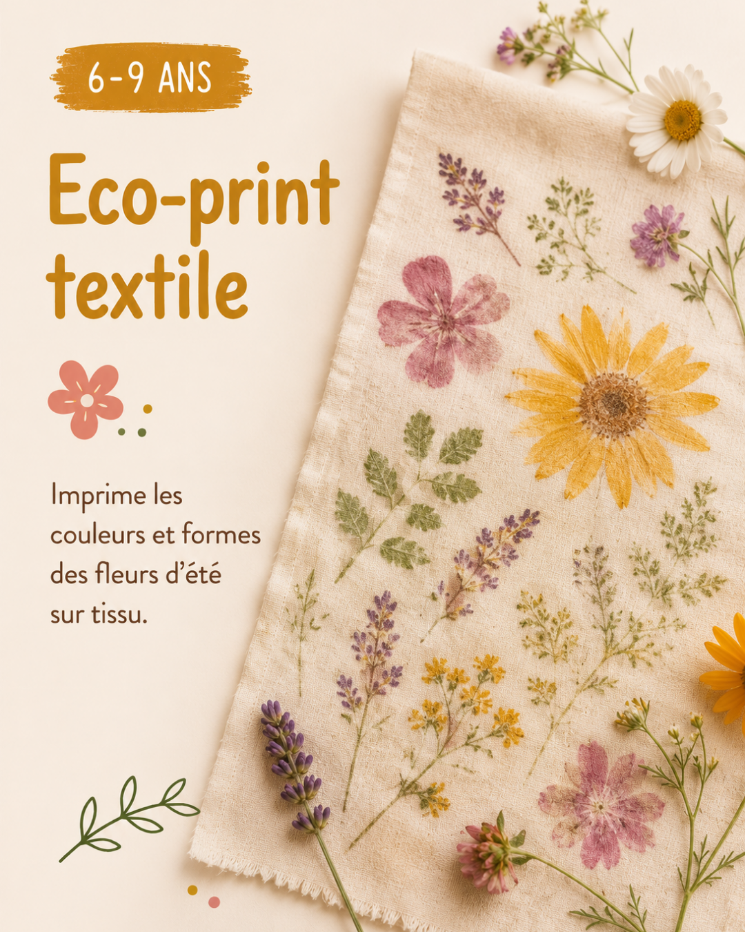 stage creatif filybul 6-9ans profondeville ecoprint