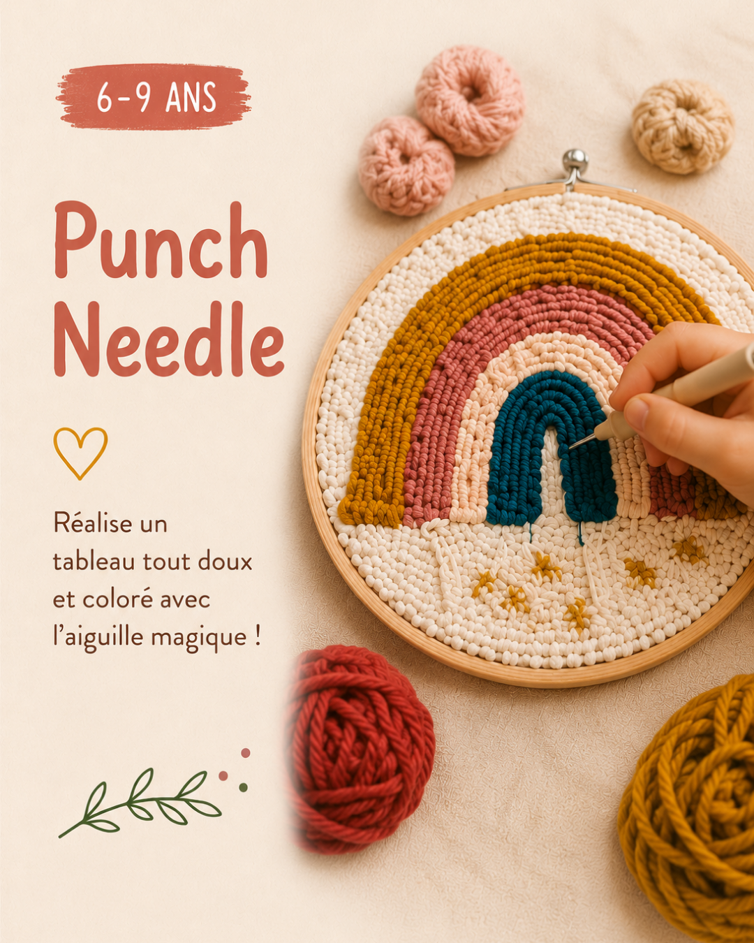 stage creatif filybul 6-9ans profondeville punchneedle