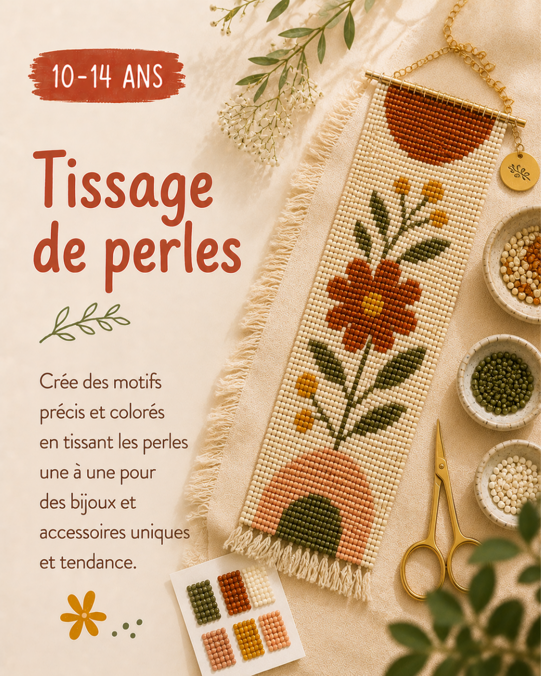 stage créatif été filybul 10-14ans profondeville tissage de perles
